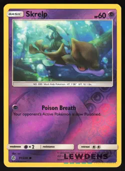 Skrelp - 91/236 - Reverse Holo Common - Cosmic Eclipse - Pokemon Card - Image 1