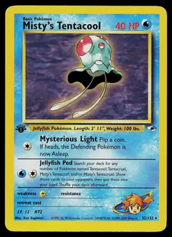 Pokemon Card - Misty's Tentacool Gym Heroes 32/132 Rare 1st Edition - Image 1