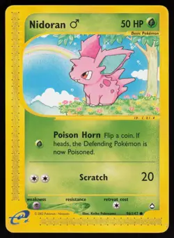 E-Reader Nidoran M 096/147 Aquapolis Keiko Fukuyama Pokemon TCG Card - Image 1