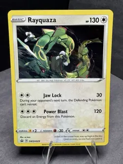 Pokemon TCG: Rayquaza SWSH029 Black Star Promo Sword & Shield Holo Promo Card - Image 1
