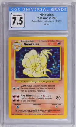 Pokemon - Ninetales (12/102) - Holo Rare - Base Set [CGC 7.5] - Image 1