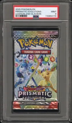 2025 Pokemon S&V Prismatic Evolutions Leafeon & Glaceon Booster Pack PSA 9 Mint - Image 1