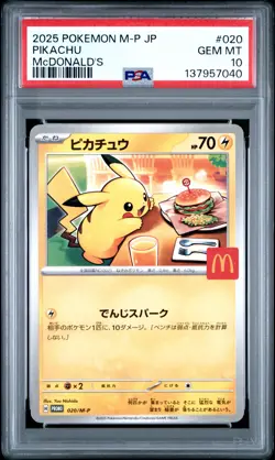 2025 POKEMON JAPANESE M-P PROMO MCDONALD'S #020 PIKACHU PSA 10 - Image 1