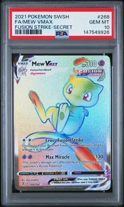 Mew Vmax Pokemon Sword & Shield Fusion Strike 268 NM PSA 10 - Image 1