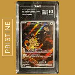 TAG 10 Team Rocket's Meowth 203/182 Destined Rivals Pokemon - Image 1