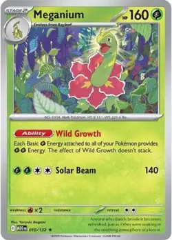 1x Meganium (#010/132) - Reverse Holofoil NM Eng Pokemon - ME01: Mega Evolution - Image 1