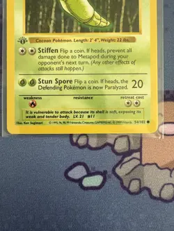 Pokemon Metapod 54/102 1st Edition Shadowless Base Set Card Unplayed Near Mint - Image 3