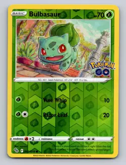 BULBASAUR 001/078 C POKEMON GO POKEMON REVERSE HOLO NM - Image 1