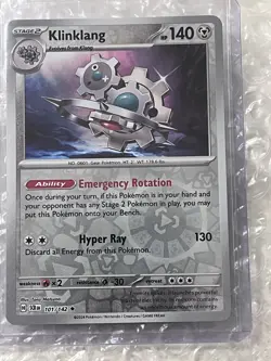 Klinklang 101/142 Sv07: Stellar Crown Reverse Holo NM Pokemon TCG Card - Image 1