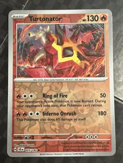 REVERSE HOLO Turtonator 025/142 NM Stellar Crown Pokemon Card - Akira Egawa - Image 1