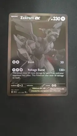 Zekrom ex 172/086 BWR Black Bolt Pokemon Card - Image 1