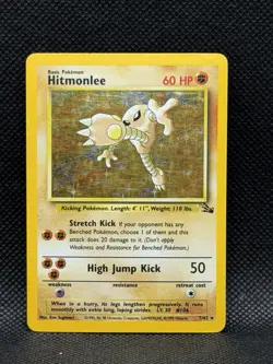 Hitmonlee 7/62 Fossil Holo Rare 60 HP Pokemon Card WOTC English 1999 Sugimori - Image 1