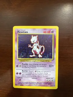 Mewtwo 10/102 Holo Rare Pokemon Card LP-MP - Image 1