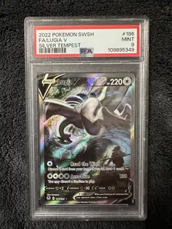 2022 Pokemon Lugia V (Alt Full Art) 186/195 SWSH Silver Tempest PSA 9 - Image 1