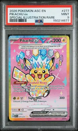 2026 POKEMON ASC EN-ASCENDED HEROES SPECIAL ILLUSTRATION RARE PIKACHU EX PSA 9 - Image 1
