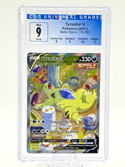 ‼SQUARE CORNERS‼TYRANITAR V Alt Art #155 Pokemon Battle Styles CGC 9 MT ERROR - Image 1
