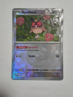 Hoothoot (Master Ball Pattern) 077/131 SV: Prismatic Evolutions Pokemon Holo NM - Image 1