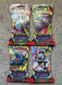 Pokemon Mega Evolutions Phantasmal Flames Sleeved Booster Pack Lot Of 4 Art Set! - Image 1