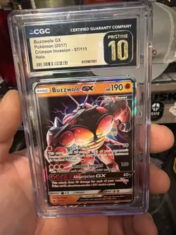 2017 Pokemon Crimson Invasion Buzzwole GX #57 CGC 10 Pristine Holo Ultra Beast - Image 1