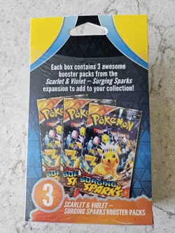 Pokemon TCG Surging Sparks Booster Bundle Sealed with 3 Pokemon Packs Hanger Box - Image 2
