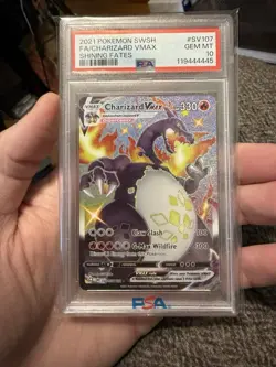 2021 POKEMON SWORD & SHIELD SHINING FATES #SV107 FULL ART/CHARIZARD VMAX PSA 10 - Image 1