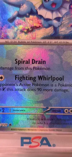 2025 POKEMON PRE EN-PRISMATIC #022 VAPOREON PSA 10 MASTER BALL REVERSE HOLO - Image 4