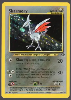 Skarmory Neo Genesis Pokemon Unlimited Holo 13/111- NM - Image 1