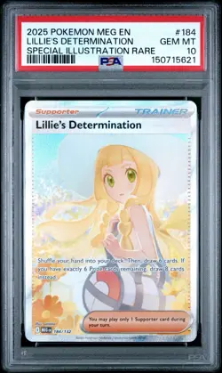 2025 POKEMON MEG EN-SPECIAL ILLUSTRATION RARE #184 LILLIE'S DETERMINATION PSA 10 - Image 1