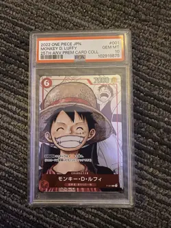 2022 ONE PIECE 25TH ANNIVERSARY #001 MONKEY D. LUFFY PSA 10 💎 JPN - Image 1