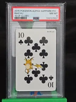 2015 POKEMON ALPHA SAPPHIRE PLAYING CARDS 10 OF CLUBS RAICHU PSA 8 - Image 2