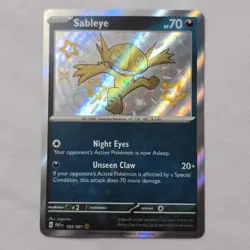 Sableye 184/091 NM Pokemon Card – Shiny Rare Paldean Fates - Image 1