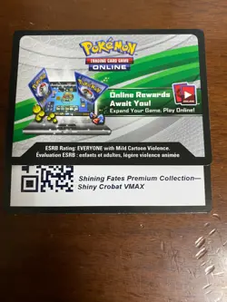 Pokemon Shining Fates Premium Collection - Shiny Crobat VMAX PTCGO Code Card - Image 1