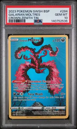 2023 POKEMON SWSH BLACK STAR PROMO #284 GALARIAN MOLTRES CROWN ZENITH TIN - Image 1