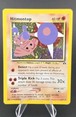 Vintage 2001 Pokemon TCG Neo Discovery HITMONTOP HOLO Rare 3/75 LP Eng., Unltd - Image 1