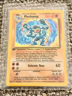 Pokemon TCG Machamp 8/102 Base Set 1st Edition Holo Rare Vintage WOTC 1999 LP - Image 1