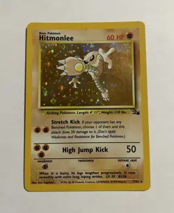 Pokemon TCG Hitmonlee Fossil Holo Rare Unlimited 7/62 60 HP English 1999 - Image 1