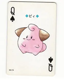 Cleffa No. 173 Queen Of Spades 1999 Pokemon Poker Card Japanese LP - Image 1