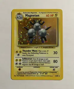 Pokemon TCG Magneton Base Set Holo Rare 9/102 60 HP Wizards English 1999 - Image 1