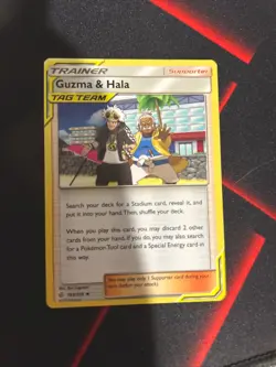 Guzma & Hala 193/236 Sm-Cosmic Eclipse Tag Team Pokemon TCG Lp/Mp - Image 1