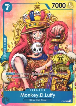 MONKEY.D.LUFFY (2ND ANNIVERSARY STAMPED PROMO) P-043 NM - Image 1