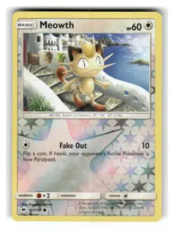 Meowth 101/147 Common Burning Shadows Pokemon Reverse Holo Lightly Played - Image 1