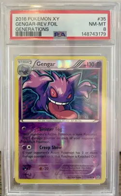 2016 Pokemon Xy Generations Gengar Reverse Holo Rare Foil Generations PSA 8 #35 - Image 1