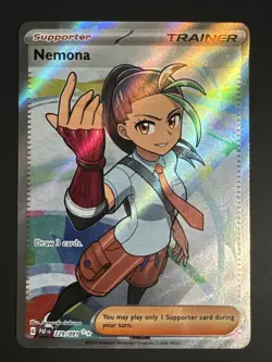 Pokemon TCG Nemona Trainer Paldean Fates Full Art Holo Ultra Rare Card 229/091 - Image 1