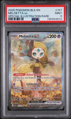 2025 POKEMON BLK EN-BLACK BOLT SPECIAL ILLUSTRATION RARE #167 MELOETTA EX PSA 9 - Image 1