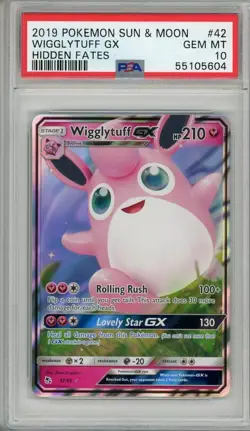 2019 Pokemon Hidden Fates Sun and Moon Wigglytuff GX #42 PSA 10 - Image 1