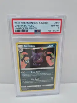 Greninja Holo Rare SM - Unbroken Bonds 117/214 PSA 8 Pokemon - Image 1