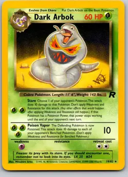 DARK ARBOK [W STAMPED] 19/82 PR WOTC PROMO POKEMON CARD TCG DMG (CREASE TOP R) - Image 2