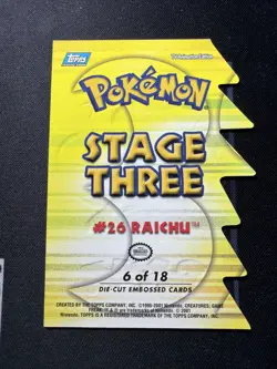 2001 Topps Pokemon Embossed Die-Cut Raichu #6 - Image 2