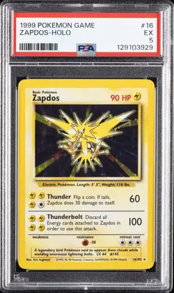 1999 POKEMON GAME #16 ZAPDOS-HOLO PSA 5 - Image 1