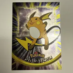 1999 Topps Pokemon TV #26 Raichu Holo Foil Black Logo W/ Rays - LP/NM - Image 1